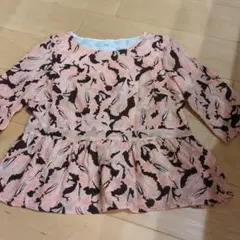 イエナIENA ピンタック ペプラムブラウス ネイビー 長袖 ギャザー 