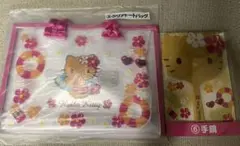 サンリオ当りくじ　ハローキティ クリアトートバッグ/手鏡 セット　日焼けキティ