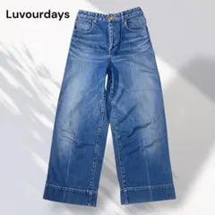 Luvourdays デニム ワイドパンツ ハイウエスト 青 ブルー インディゴ