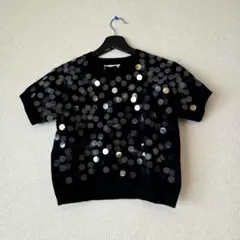 RIMI&CO. スパンコール 半袖 ニット ブラックのサムネイル