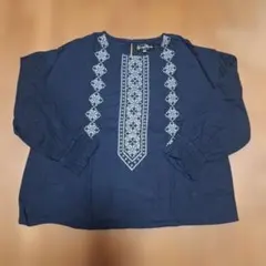 Granny Branket 刺繍 トップス ネイビー 140cm