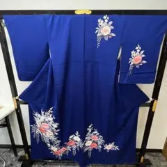 さ*え様 付下げ 着物 その他 青系 花柄 フォーマル 0330-45-D1