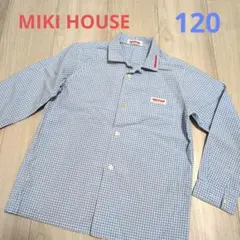 ミキハウス　水色ギンガムチェック長袖シャツ120　MIKI HOUSE