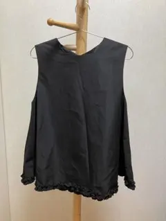COCA黒いノースリーブトップス リボン付き