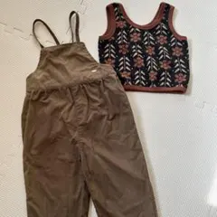 花柄ベスト サロペット