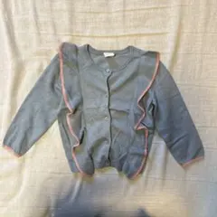 着用回数少なめ！H&M ブルーグレー✖️ピンクカーディガン　サイズ80