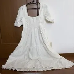 UNIQLO ホワイト 半袖 カットソーロングワンピース M