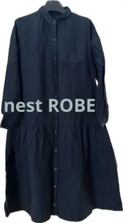 nest ROBE ネイビー 長袖 シャツワンピース　フリーサイズ