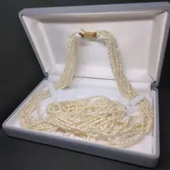 本真珠 パール ロングパール パールネックレス 10連 ケシパール ライスパール