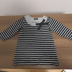 BeBe グレー/ブラックストライプ ワンピース