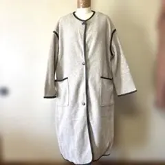 PrivatePause ベージュ ロングコート 2ポケット フリース素材