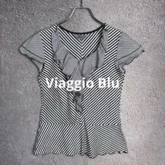 Viaggio Blu 半袖フリルデザインカットソー ボーダーのサムネイル