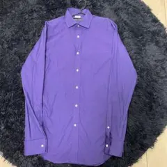 ラルフローレン ブラックレーベル紫 長袖ドレスシャツ M