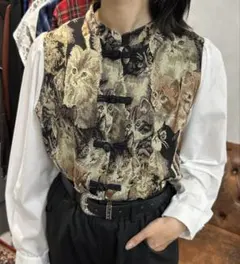 新品 kutir アソートゴブランチャイナブラウス 猫 ゴブラン 個性的のサムネイル