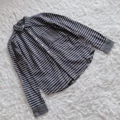 【ナノユニバース】 (42) ボーダーデザイン長袖カジュアルシャツ 胸ポケット