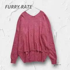 Y5094【ファーリーレート】ドロップショルダー Vネック 変形裾ニット フリー
