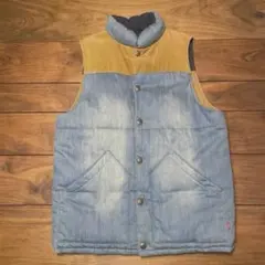 grn ダウンベスト デニム・キャメル リバーシブル