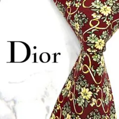 ◆美品◆Christian Dior ネクタイ 赤色 花柄 オシャレ