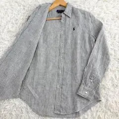 【極美品 現行】Ralph Lauren リネン100% ストライプ シャツ
