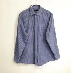 CHAPS ギンガムチェック 長袖シャツ L ネイビー WRINKLE FREEのサムネイル