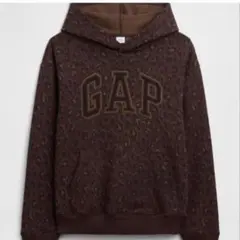 新品未使用　GAP レオパード柄 ロゴ プルオーバー パーカー ブラウン XS