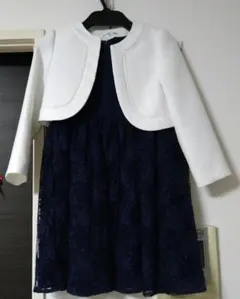 CHOPINdeux キッズドレス 120サイズ 白とネイビー レース付き