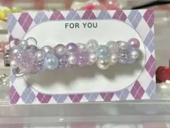 ビーズ装飾ヘアクリップ　パープル・ピンク