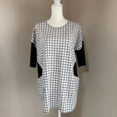 モノトーン チェック柄 チュニック 半袖のサムネイル