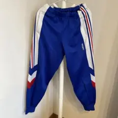 adidas 青 ジャージ ストライプ　ジュニアサイズL