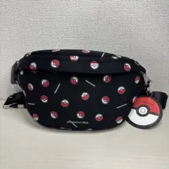 美品　サマンサベガ　ポケモン　ウェストポーチ　黒　モンスターボール柄 美品 サマンサベガ ポケモン ウェストポーチ 黒 モンスターボール柄