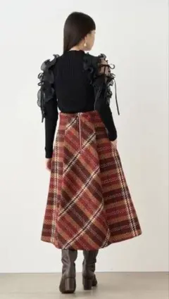 美品 snidel ロービングチェックスカート 赤