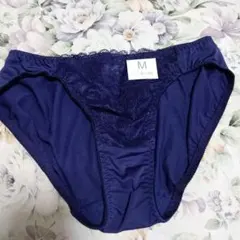 ネイビー Mサイズ ショーツ 花柄レースデザイン新品