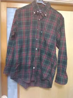 POLO チェック柄シャツ Mサイズ グリーン/レッド