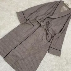 Aquascutum チェック柄ガウンコート L ベルト キレイめのサムネイル