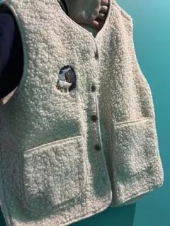 アイボリー フリースニットベスト