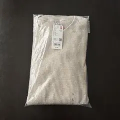 ユニクロ　新品　メンズ　ワッフルクルーネック　長袖Tシャツ　ベージュ　Lサイズ