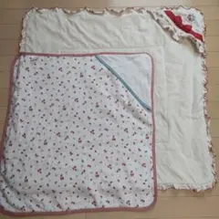最終お値下げです！いちご柄ブランケット おくるみ　アフガン　2枚セット