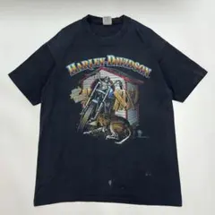 80s ハーレー USA製 ビンテージ ハーレーT 黒 ブラック L a6813