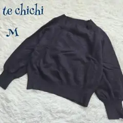 【テチチ】ラグランスリーブ ハイネック ニット セーター M ナチュラル 無地