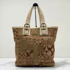 A474【COACH】トートバッグ ハンドバッグ シグネチャー パッチワーク