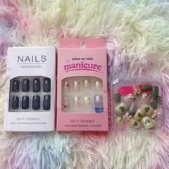 新品✩.*プレスオンネイルチップ3点セットまとめ売り各24枚入