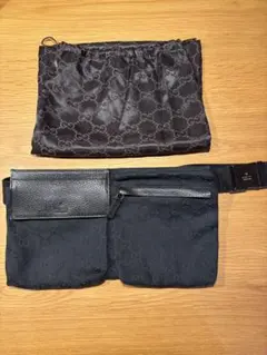 GUCCI ボディバッグ ウエストポーチ GG キャンバス ブラック