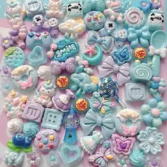 デコパーツアソート ❁⃘ ホイップデコ ケースデコ 水色 水色界隈