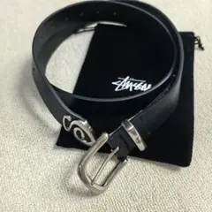 Stussy ブラック レザーベルト L/XL