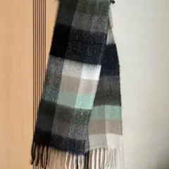 チェック柄マフラー フリンジ付き