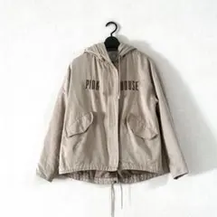 PINK HOUSEピンクハウス ロゴ刺繍入りモッズコート