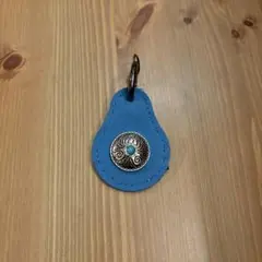 レザー製キーホルダー 青 黒