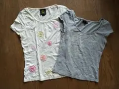 CLATHAS クレイサス♡半袖Tシャツ 花柄刺繍 2枚セットのサムネイル