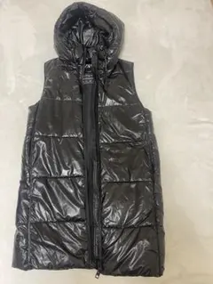 ZARA ブラック ロングベスト フード付き