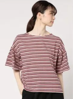 SALE✩.*˚ Samansa Mos2 blueマルチボーダーTシャツ